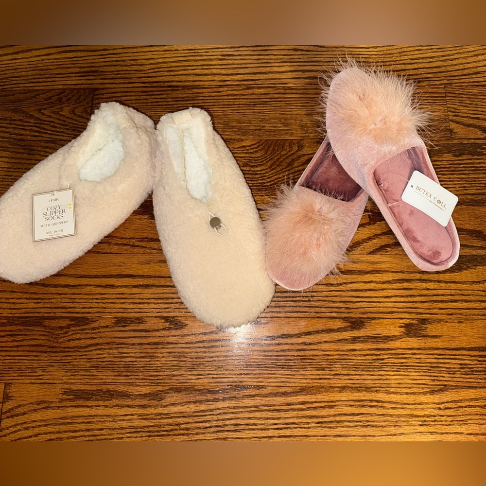 See Cozy Pink and Cream Slippers Lot